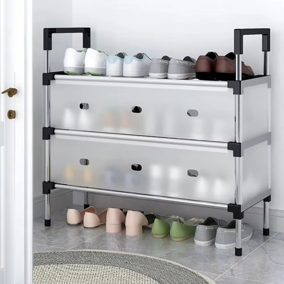 5 Layer Stainless Steel Shoe Rack (Black)
