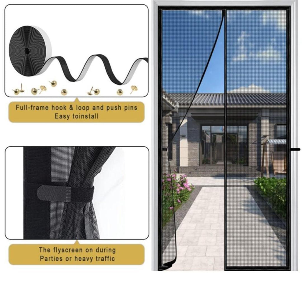 Magnetic Mosquito Mesh Curtain Black for Doors