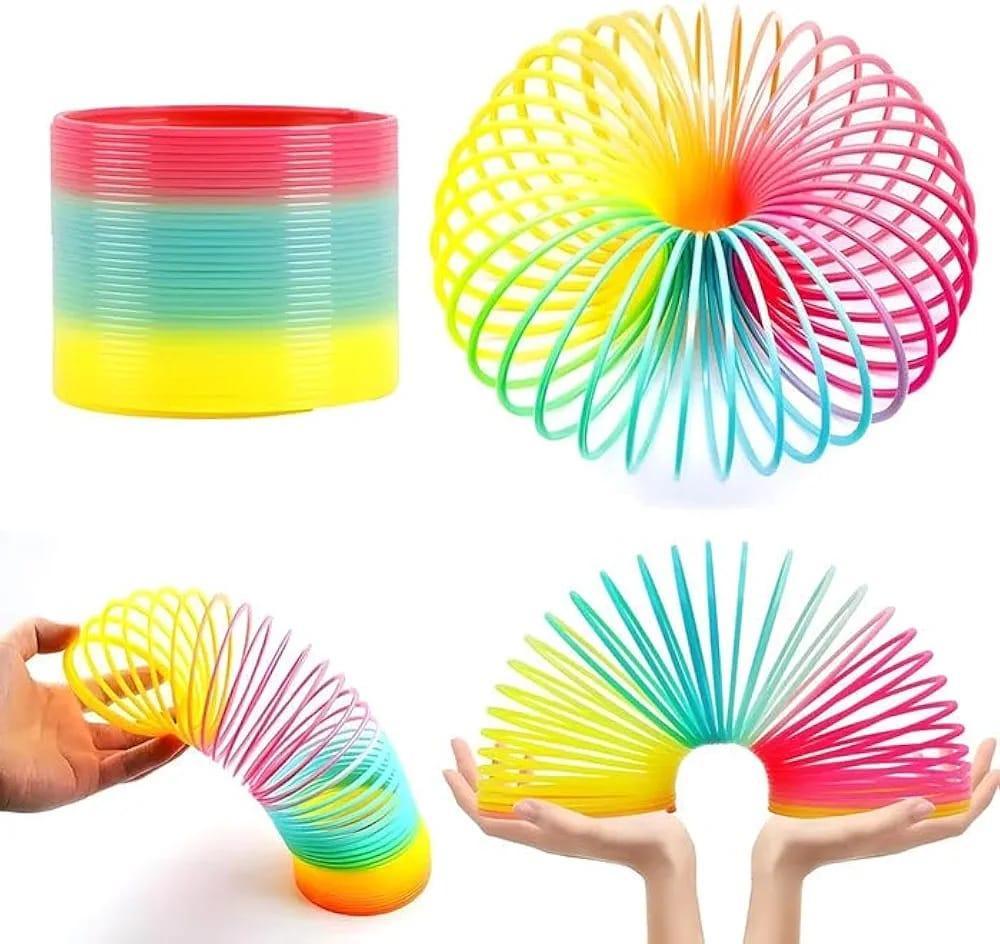 Rainbow Colored Plastic Slinky Spring Toy